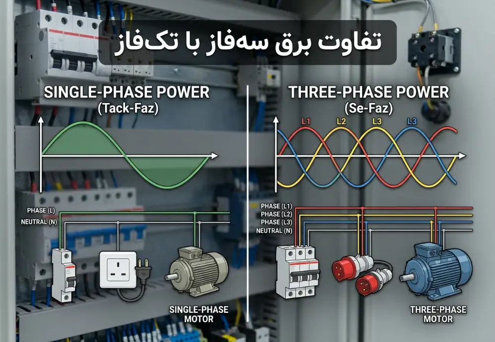 تفاوت برق سه‌فاز با تک‌فاز