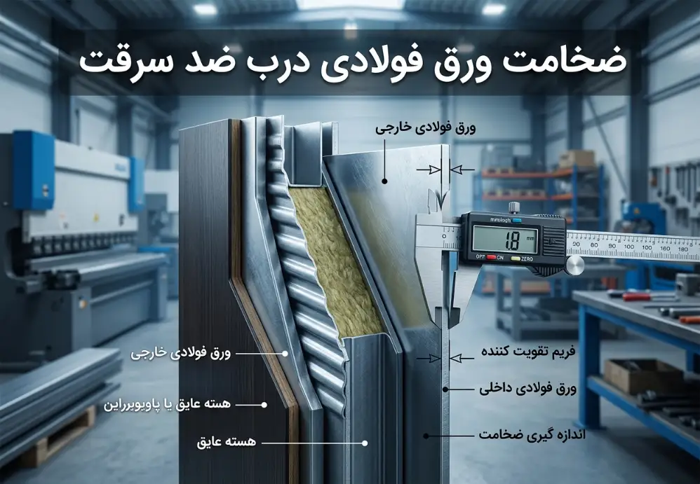 ضخامت ورق فولادی درب ضد سرقت